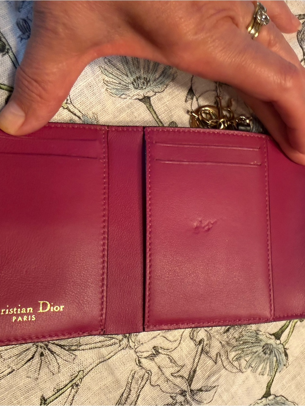 Christian Dior Black & Fuchsia Leather Wallet with Gold Logo - Picture 6 of 8